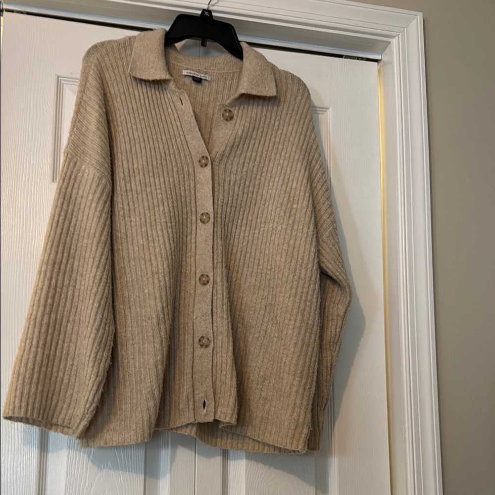 American Eagle Outfitters Cream Cardigan Sweater